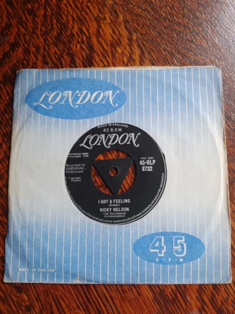 Ricky Nelson - I Got A Feeling  UK London SINGLE (1958) - MINT CONDITION RECORD