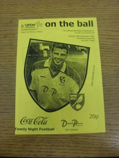 24/09/2001 Norwich City Reserves v Portsmouth Reserves [Yellow] (4 Pages). Any f