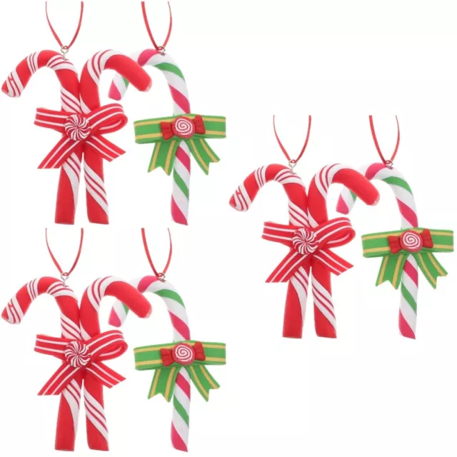 6 Pcs Polymer Clay Candy Cane Ornaments Soft Pendant Household