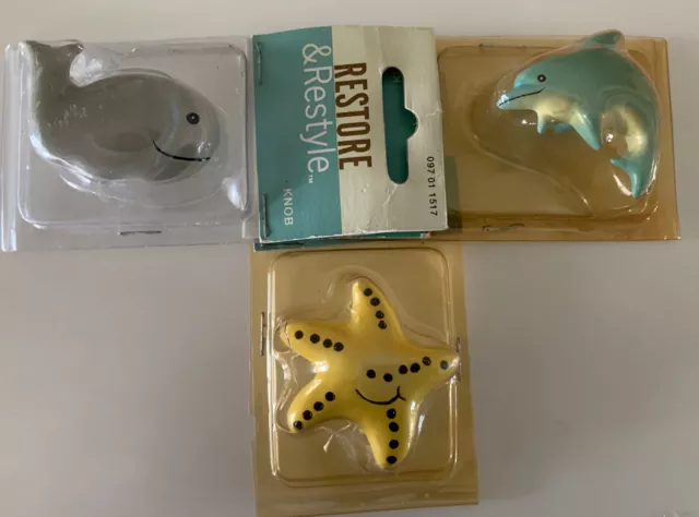 TROPiCAL DRAWER CABINET PULL HANDLE KNOB HOOK Beach Decor Starfish Dolphin Whale