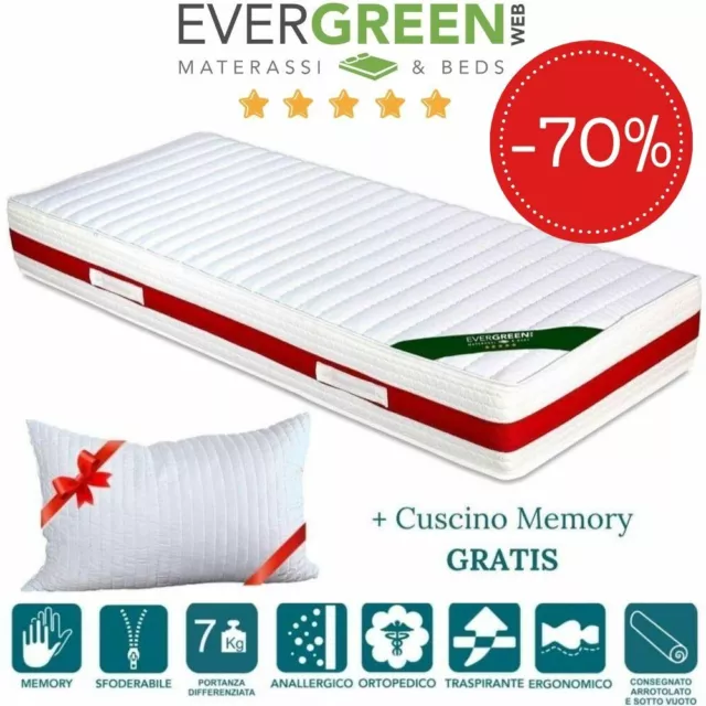 EVERGREENWEB ✅ Materasso Singolo 75x190 Fashion Memory + Cuscino GRATIS 🎁