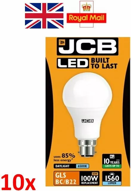 10x15W = 100W Equiv LED Bajonett/BC/B22 GLS Glühbirne Tageslicht weiß JCB
