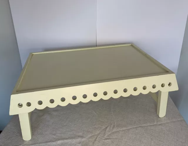 Scalloped Edge Bed Tray With Foldable Legs 23 X 16x 4 Cottage Shabby