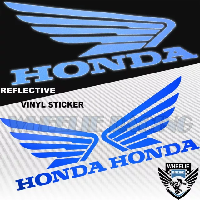 4.5" Gas Fuel Tank Fairing Decal Reflective Vinyl Wing Logo Sticker Honda Blue