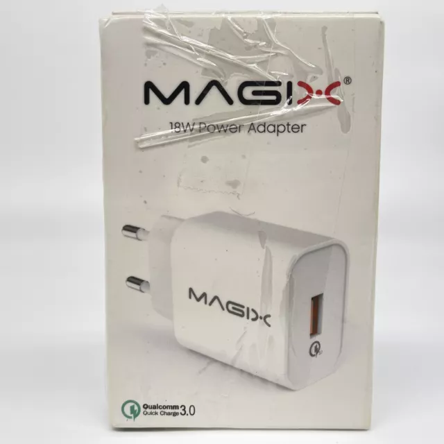Magix Charger USB Mural Quick Charge 3.0 18W 3A, AC 100-240V Ã  DC 6V 9V 12V (ko