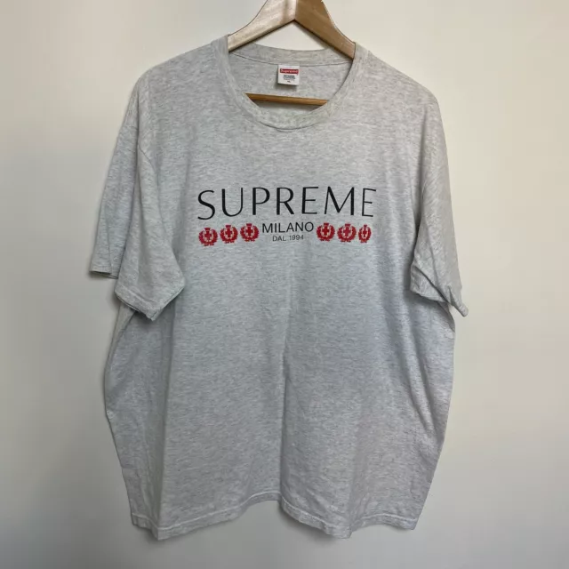 Supreme Milano Grey Shirt Men's XL SS21 Spellout Cotton Short Sleeve Tee