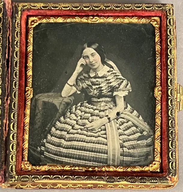 Wow! What A Dress! 1/6 Plate Ambrotype (Not Daguerreotype), Great Case, Too
