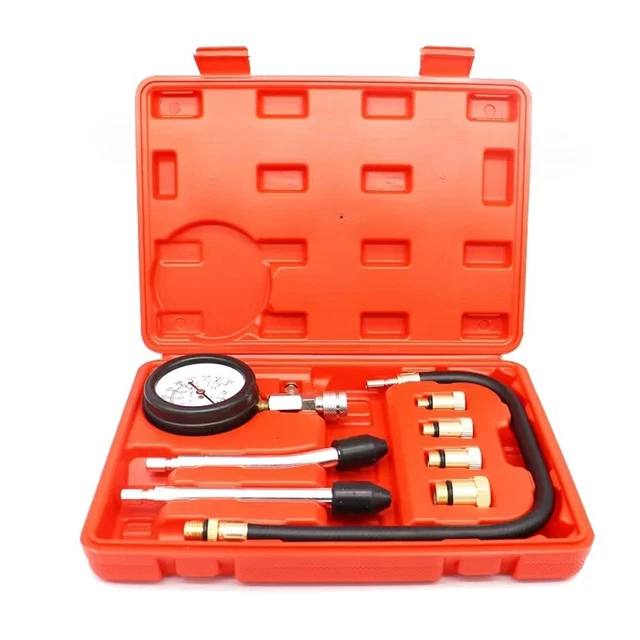 Kit Testeur De Compression Moteur - Avec Adaptateurs M10, M12, M14, M18, Tuyau Extension - Pour Voiture, Moto, Tondeuse, Etc.