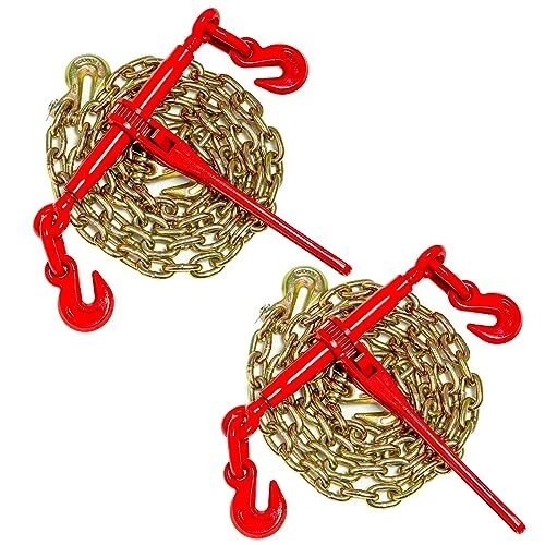 Chain Binder Kit 3/8in -1/2in Grade 70 and 3/8"×10ft Chains Includes Ratchet