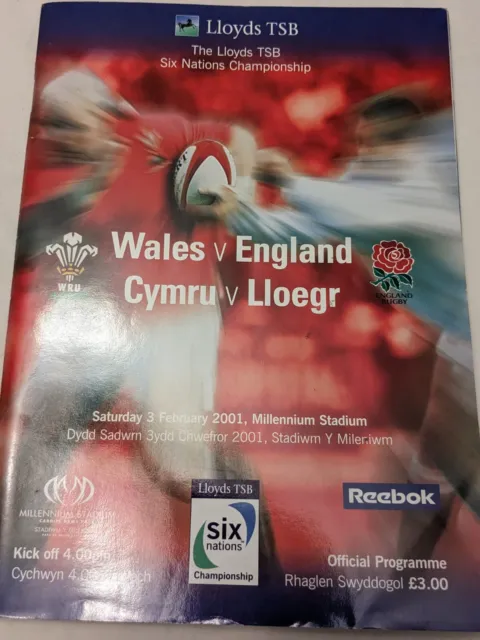 Wales V England 3 February 2001 Rbs Six Nations Rugby Official Match Programme