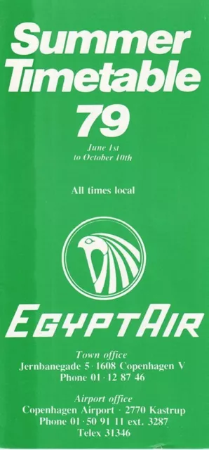 EgyptAir timetable 1979/06/01 edition for Denmark