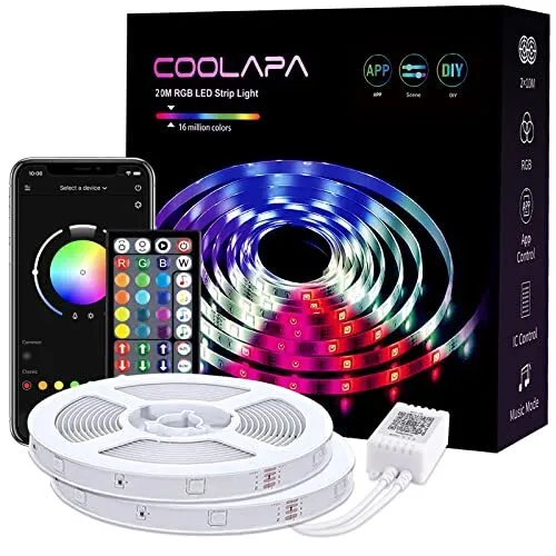 COOLAPA RUBAN LED 20M, LED Ruban Contrôlé par APP du Smartphone