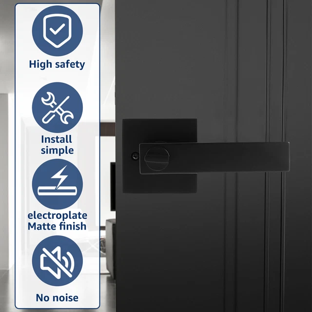 ENTRY EXTERIOR DOOR Handle with 3 Keys Reversible Door Knobs Zinc Alloy