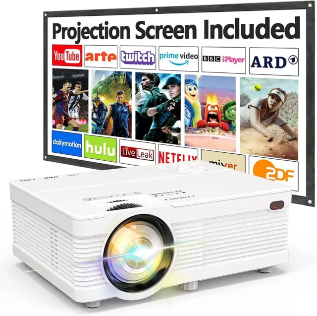 QKK AK-81 6000 Lumens Mini Projector with Projection Screen WIFI 1080P