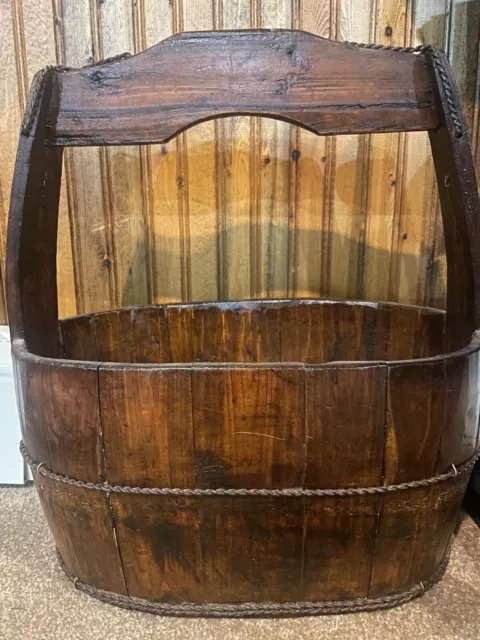 19 Century Antique Chinese Wooden Water Bucket