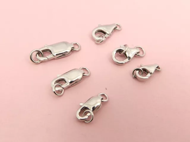 925 Sterling Silver LOBSTER/Parrot CLASP + 2 x Soldered Closed Ring DIY 8mm-14mm