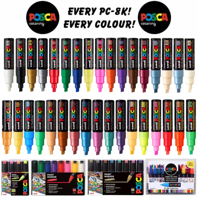 Uni Posca PC-8K Farbmarker Kunststifte breiter Meißel 8 mm alle Farben verfügbar