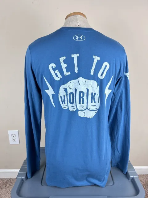 Under Armour Project Rock “Get To Work” Long Sleeve Blue Shirt Men’s Size M