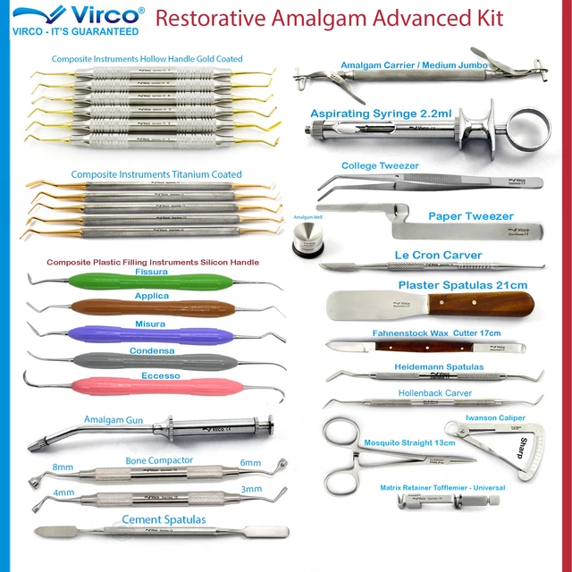 Kit De 7 Instruments Dentaires Composite - Acier Inoxydable - Pour Remplissage Et Modelage - Neuf