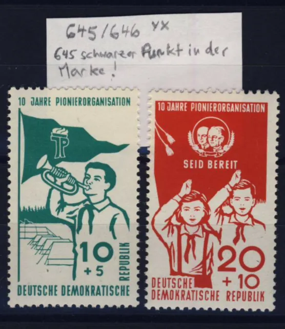 DDR 645 ** 646 ** Pionier Organisation Ernst Thälmann postfrisch Zeltlager 1958
