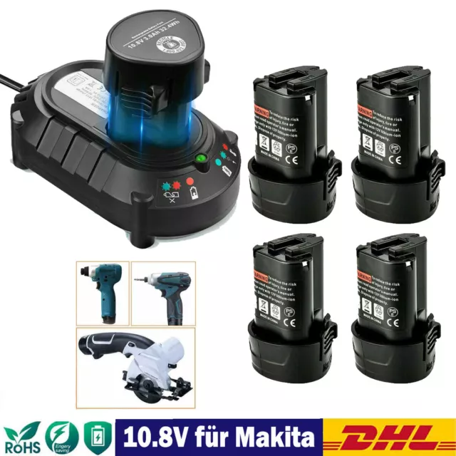 Akku 10.8V für Makita BL1013 BL1014 BL1015 DF330D 194550-6 Lithium ladegerät EU