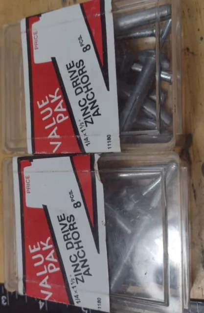 16 Qty 1/4" x 1-1/2" Zinc Plated Hammer Drive Nail In Anchors 1180 cement anchor
