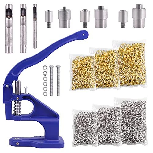 Rustark 3007Pcs Hand Press Grommet Machine 3 Dies Heavy Duty Eyelet Hole Punch