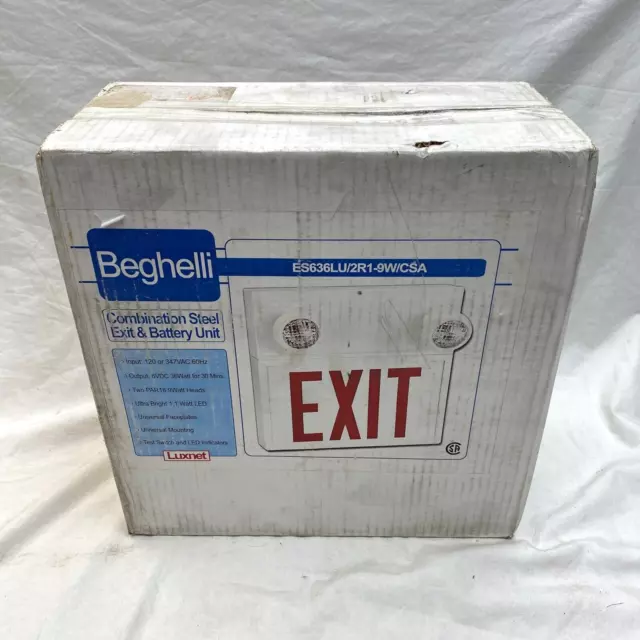 Beghelli Steel Exit LED Sign Combination Unit XB929 SLE636RUM Hardwired New 2