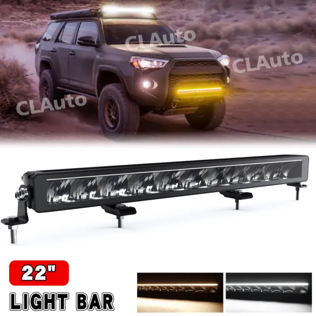 22'' INCH LED Work Light Bar White Amber DRL Driving Fog Lamp Offroad SUV Truck