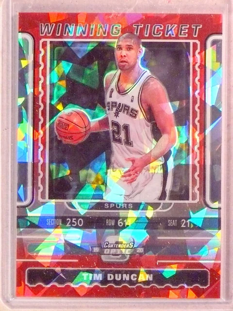 2019-20 Contenders Optic Winning Ticket Cracked Ice Red Tim Duncan #19