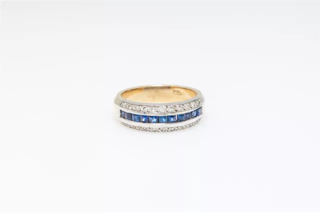 Estate $4000 2ct Natural Blue Sapphire Diamond 14k Yellow Gold 8mm Band Ring