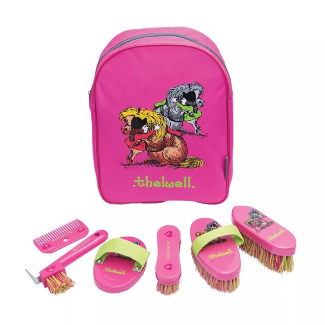 Kids Thelwell Rucksack Bag Grooming Kit HY Plus Free Pony Sponge Pink Green