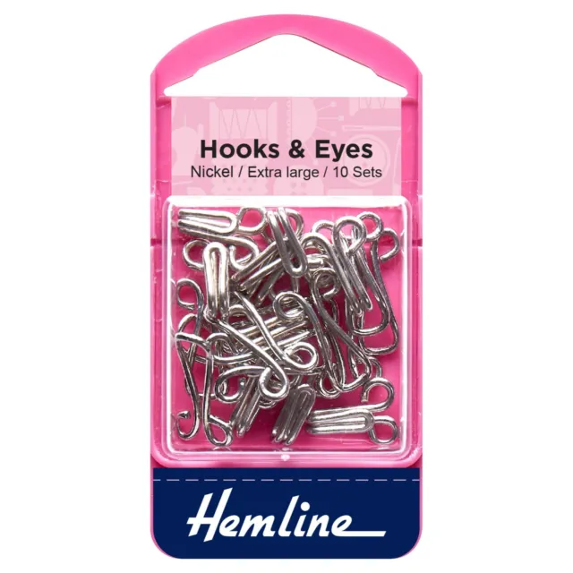 Hook and Eye: Nickel -  Size 9 - 10 sets - by Hemline - H400.9 -  FREE POST