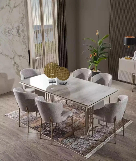 Tavolo da pranzo sala da pranzo sedie mobili in acciaio inox mobili sala da pranzo set elegante
