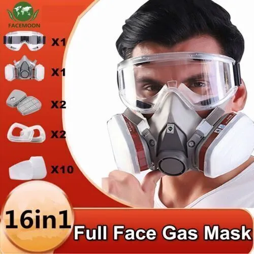 16 IN 1 Gas Mask Half Face Respirator Paint Spray Chemical Air Pollution 6200