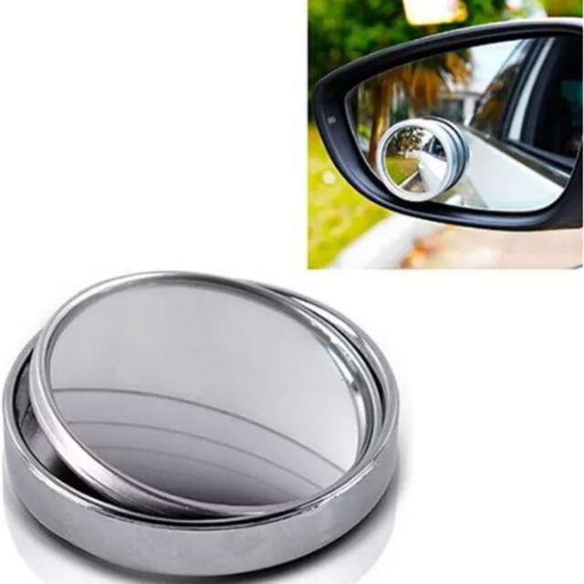 1PC Silver car blind spot mirror 360° angle view adjustable rearview mirror ID