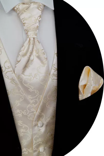 Hochzeitsweste mit Plastron, Einstecktuch, Krawatte Tailliert Nr. 8.3 Gr. 44-114
