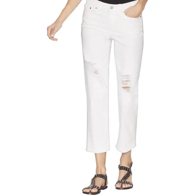 Vince Camuto Womens White Ripped High Rise Cropped Jeans 4 27 BHFO 9585
