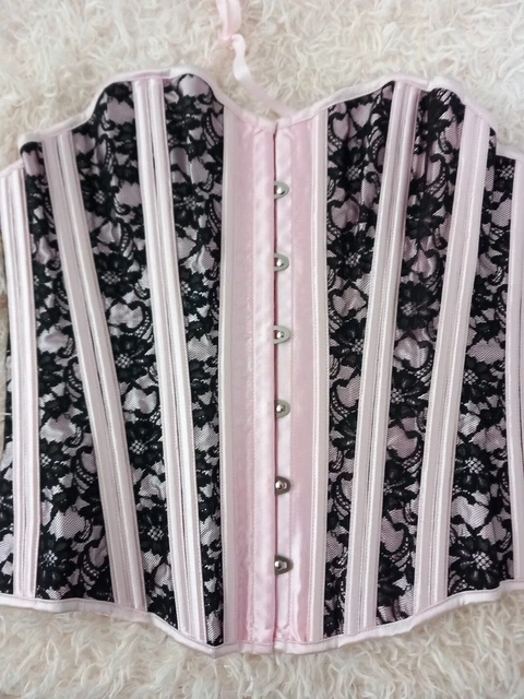 Corsetto da donna corsetto rosa e nero pizzo taglia media