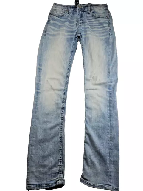 BKE Denim Alec Jeans. Womens 26R. Straight Leg. Light Wash Stretch Denim.