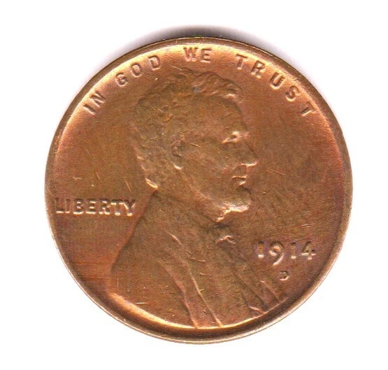 1914 D  Lincoln Cent Brown XF In Grade Key Date Lincoln Cent