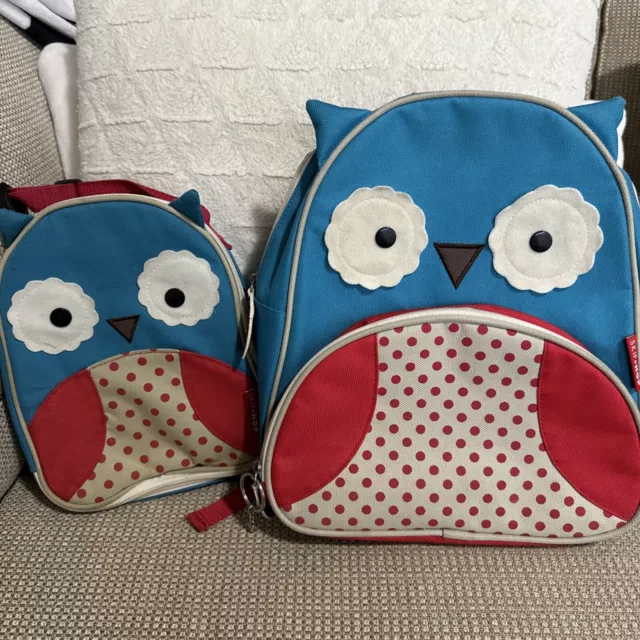 Skip Hop Backpack & Lunch Box Blue Owl Toddler Kids Zoo