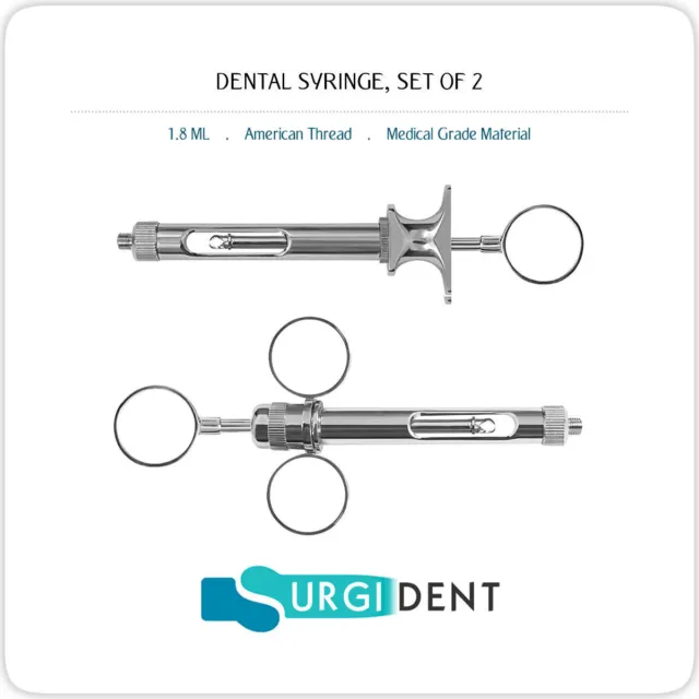 Aspirating Syringe Dental Anesthetic Instruments 1.8Ml “Set Of 2”