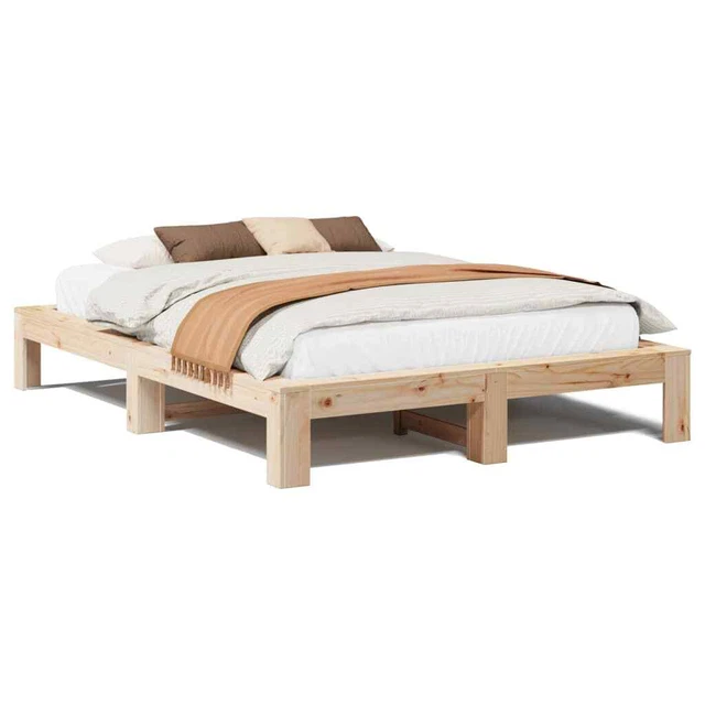 BED FRAME WITHOUT Mattress 140x200 cm Solid Wood Pine £410.72 PicClick UK