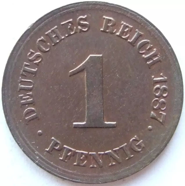 Moneta Reich Tedesco Impero Tedesco 1 Pfennig 1887 G IN Extremely fine /