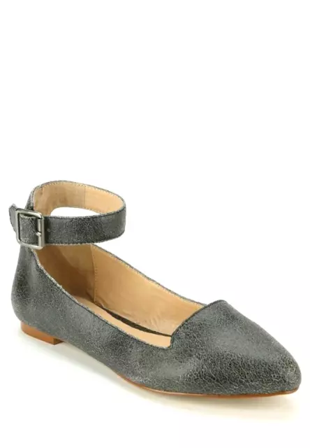 Kelsi Dagger Brooklyn KDB Yelle flats Leather Ankle Wrap Size 10 Gray