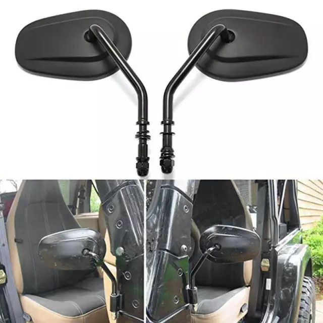For Jeep Wrangler 1987-2019 JL JKU JK JL Black Long Stem Door Hinge Off Mirrors