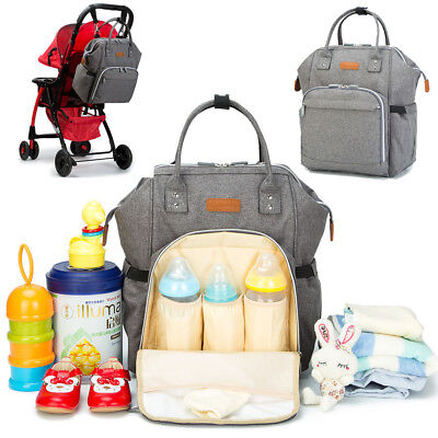 US Mummy Diaper Backpack Large Capacity Maternity Nappy Baby Travel Bag Gray 2
