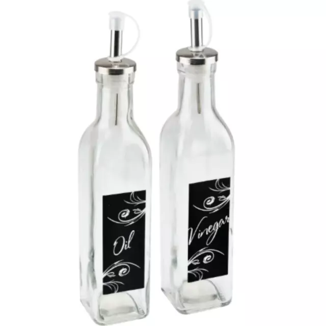 Oil and Vinegar Dispensers - 2-Piece Oil and Vinegar Glass Bottle Set Olive Oil
