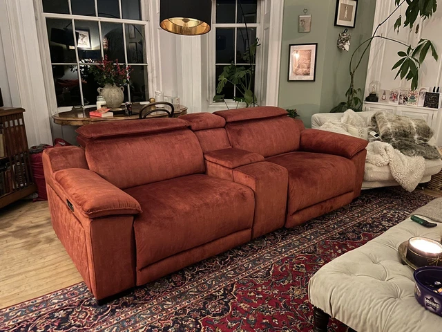 GILMAN CREEK RACHEL Grey Leather Power Reclining Sectional Sofa